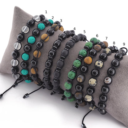 Rope Handmade Beads Bracelet Gemstones and Glass Beads (Adjustable Size) 4985