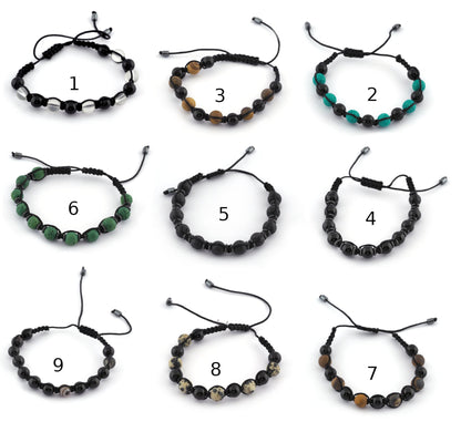 Rope Handmade Beads Bracelet Gemstones and Glass Beads (Adjustable Size) 4985