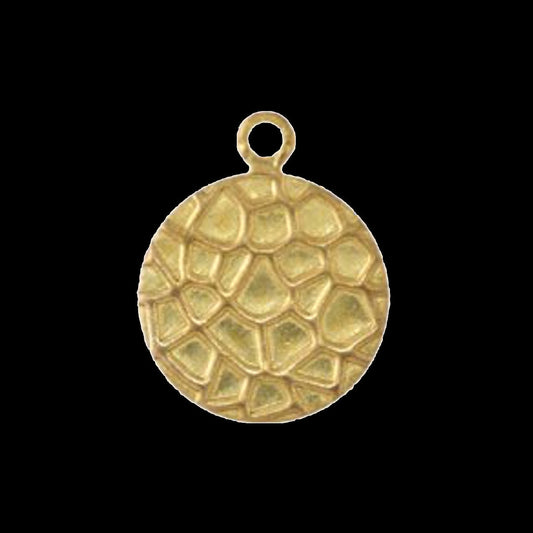 10mm raw brass circletextured, raw brass charms ,raw brass pendant. raw brass findings 130R-34