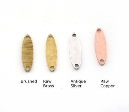 Marquise connector tag stamping charms findings blank copper - raw brass -brushed Antique Silver brass 4x14mm (0.8mm thickness) 2 hole 4519