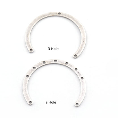 C shape connector 4/3 circle Antique Silver Plated brass blanks connector 9 and 3 hole 40mm pendant charms SCS 2304-170