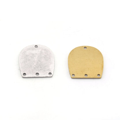 Oblong Oval Connector Findings semi circle 20x19.5x0.8mm 4 hole raw brass, antique silver plated black findings scs 0495-240