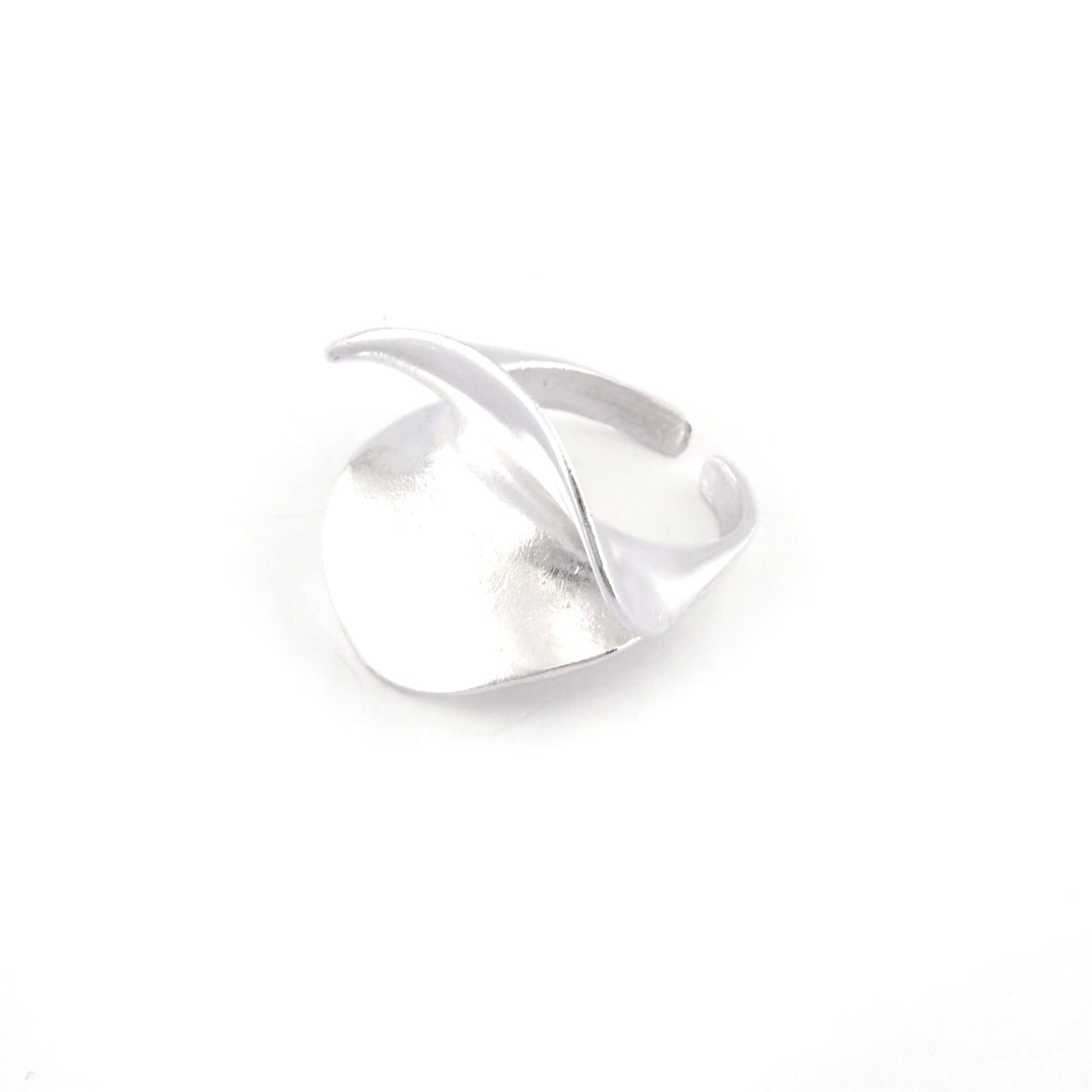 Leaf Adjustable Ring Shiny Silver Plated brass (18.5mm 8.5US inner size ) OZ2836 ring27
