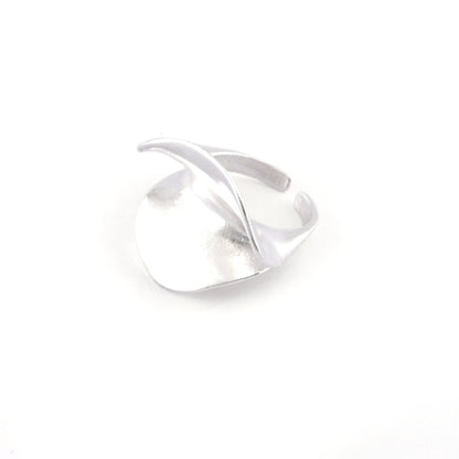 Leaf Adjustable Ring Shiny Silver Plated brass (18.5mm 8.5US inner size ) OZ2836 ring27