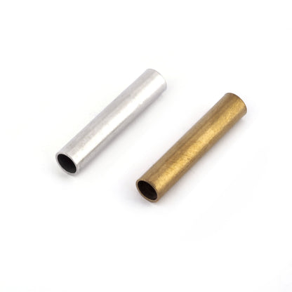 Round Tube Raw brass, Antique Silver plated 30x6mm (hole 5mm ) spacer bead ttt630 1637