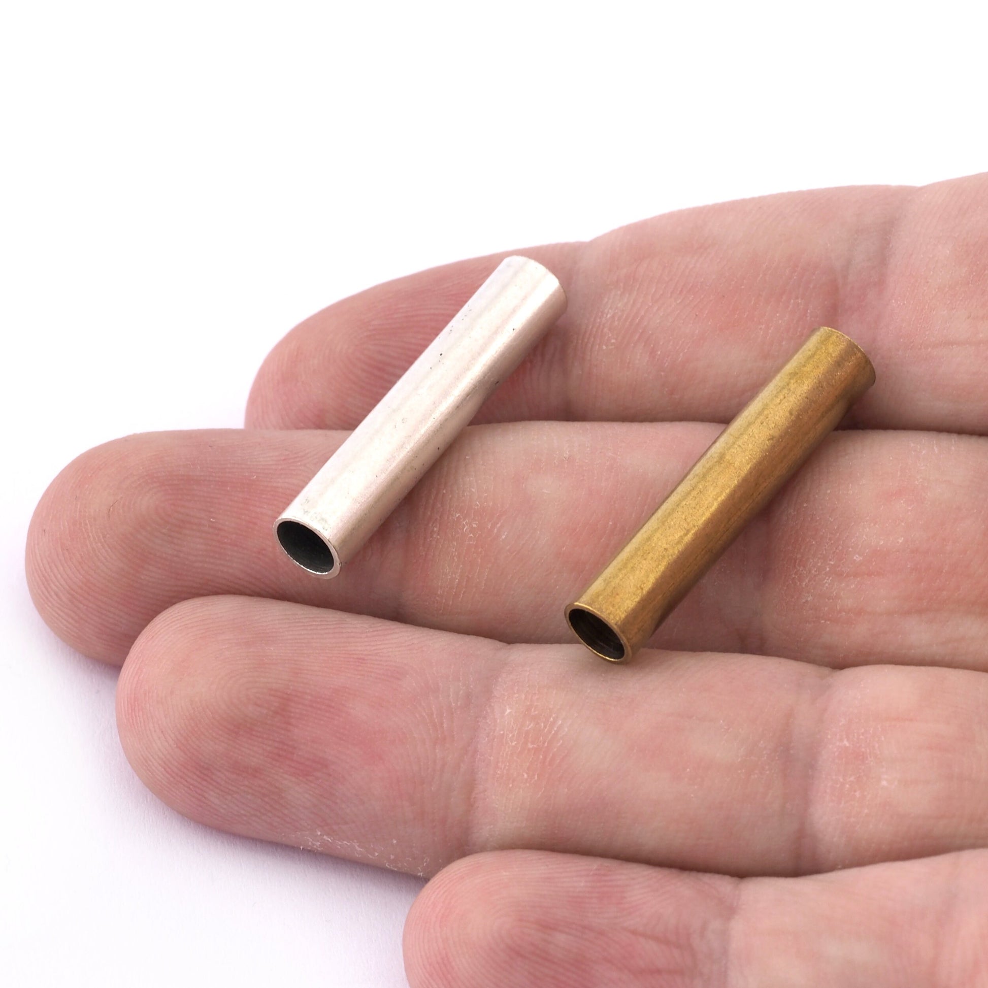 Round Tube Raw brass, Antique Silver plated 30x6mm (hole 5mm ) spacer bead ttt630 1637