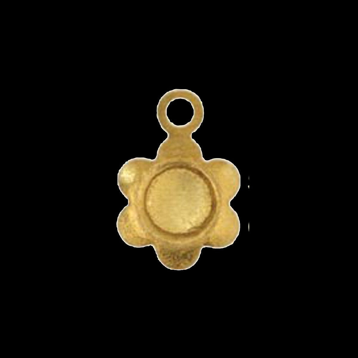 Flower shape pendant 10x7mm raw brass 1 loops with 3mm raw brass blank setting charms ,raw brass findings earring 415R-210 tmlp