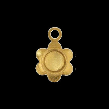 Flower shape pendant 10x7mm raw brass 1 loops with 3mm raw brass blank setting charms ,raw brass findings earring 415R-210 tmlp