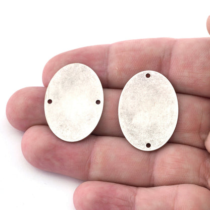 Oval Tag Antique Silver Plated Brass 32x23mm (0.8mm thickness) Charms ,Findings 2530