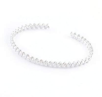 Swirl Bracelet, Band Wire Bracelet Shiny Silver Plated Brass (64mm inner size - Adjustable ) OZ2995