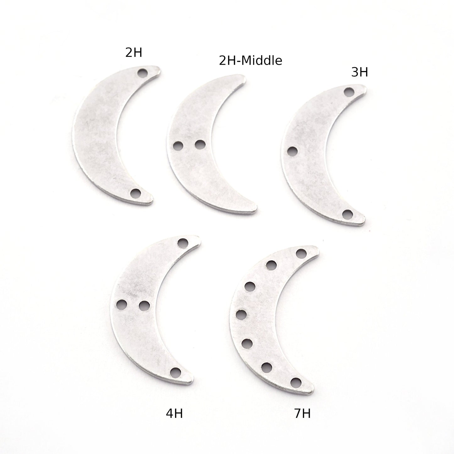 Crescent moon connector spacer charms Antique silver plated brass 25mm (0.8mm thickness) (hole types available) findings R324-115