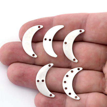 Crescent moon connector spacer charms Antique silver plated brass 25mm (0.8mm thickness) (hole types available) findings R324-115