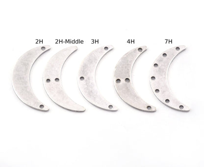 Crescent moon connector spacer charms Antique silver plated brass 30mm (0.8mm thickness) (hole types available) findings R321-140