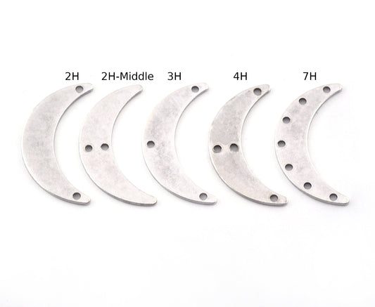 Crescent moon connector spacer charms Antique silver plated brass 30mm (0.8mm thickness) (hole types available) findings R321-140