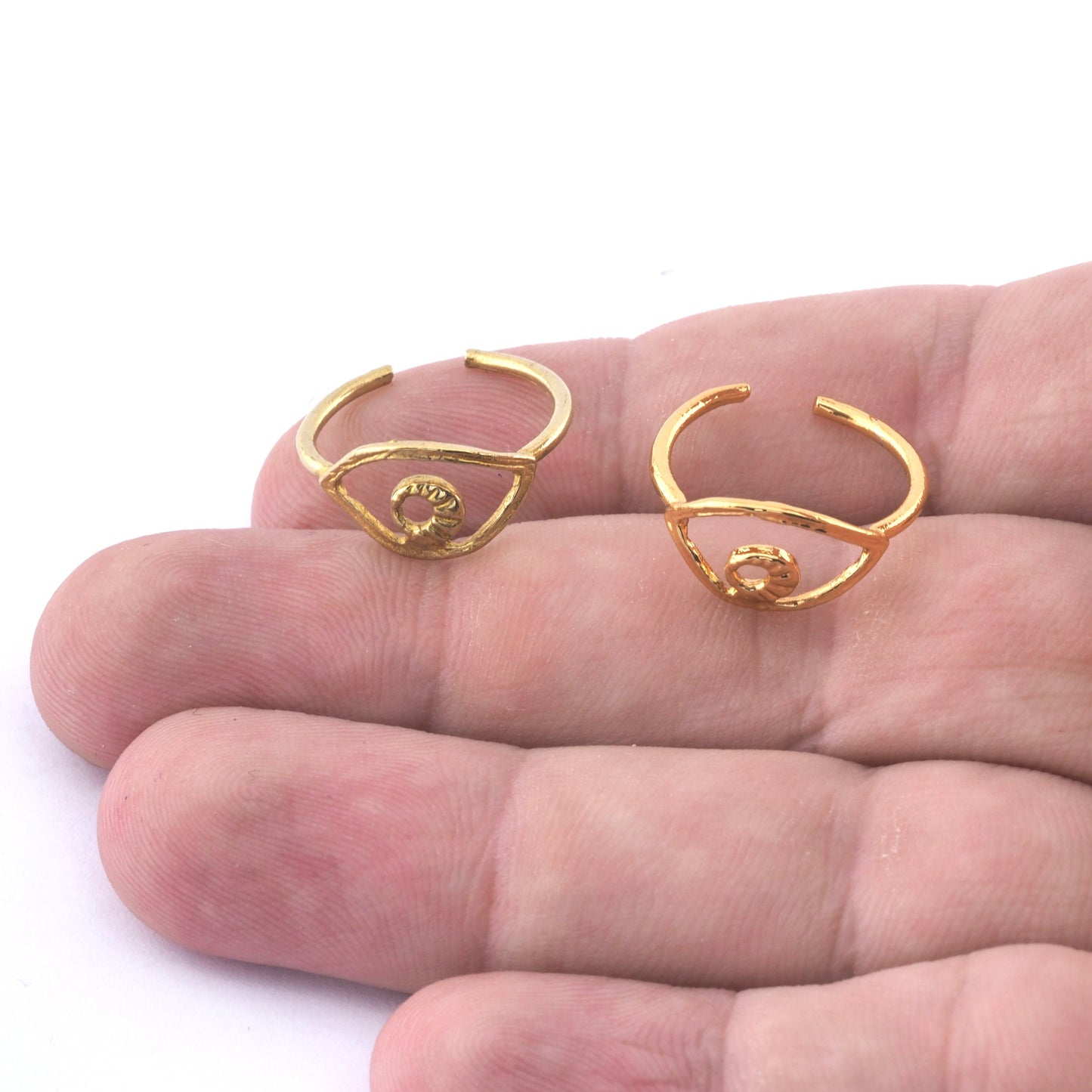 Minimalist Eye Adjustable Ring Raw brass - Antique Silver - Shiny silver - Shiny Gold (15mm 4.5US inner size) 4094