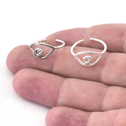 Minimalist Eye Adjustable Ring Raw brass - Antique Silver - Shiny silver - Shiny Gold (15mm 4.5US inner size) 4094