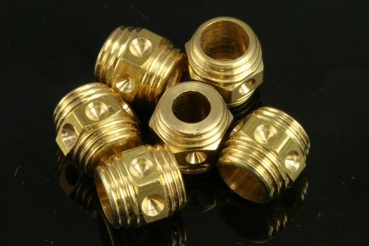 10 pcs 10x10mm ( holes 6.5mm 5mm ) raw solid brass decorative cord end beads, hanging metal beads ENC6 1712