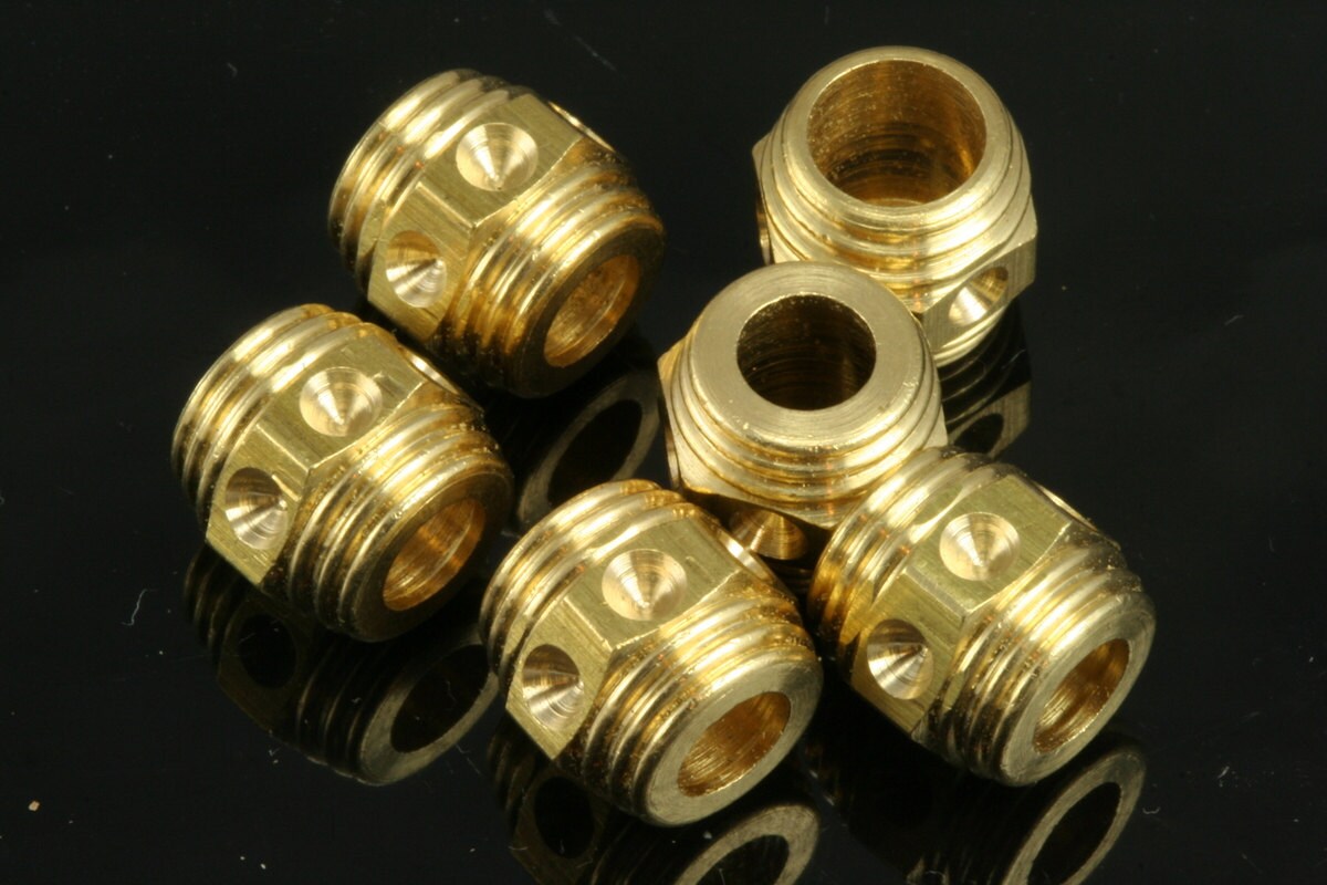 10 pcs 10x10mm ( holes 6.5mm 5mm ) raw solid brass decorative cord end beads, hanging metal beads ENC6 1712