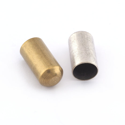 End caps, Cord Ends, Antique Silver, Raw brass, cord tip ends, ribbon end (13x25mm) (12mm Hole) 4195 Enc12