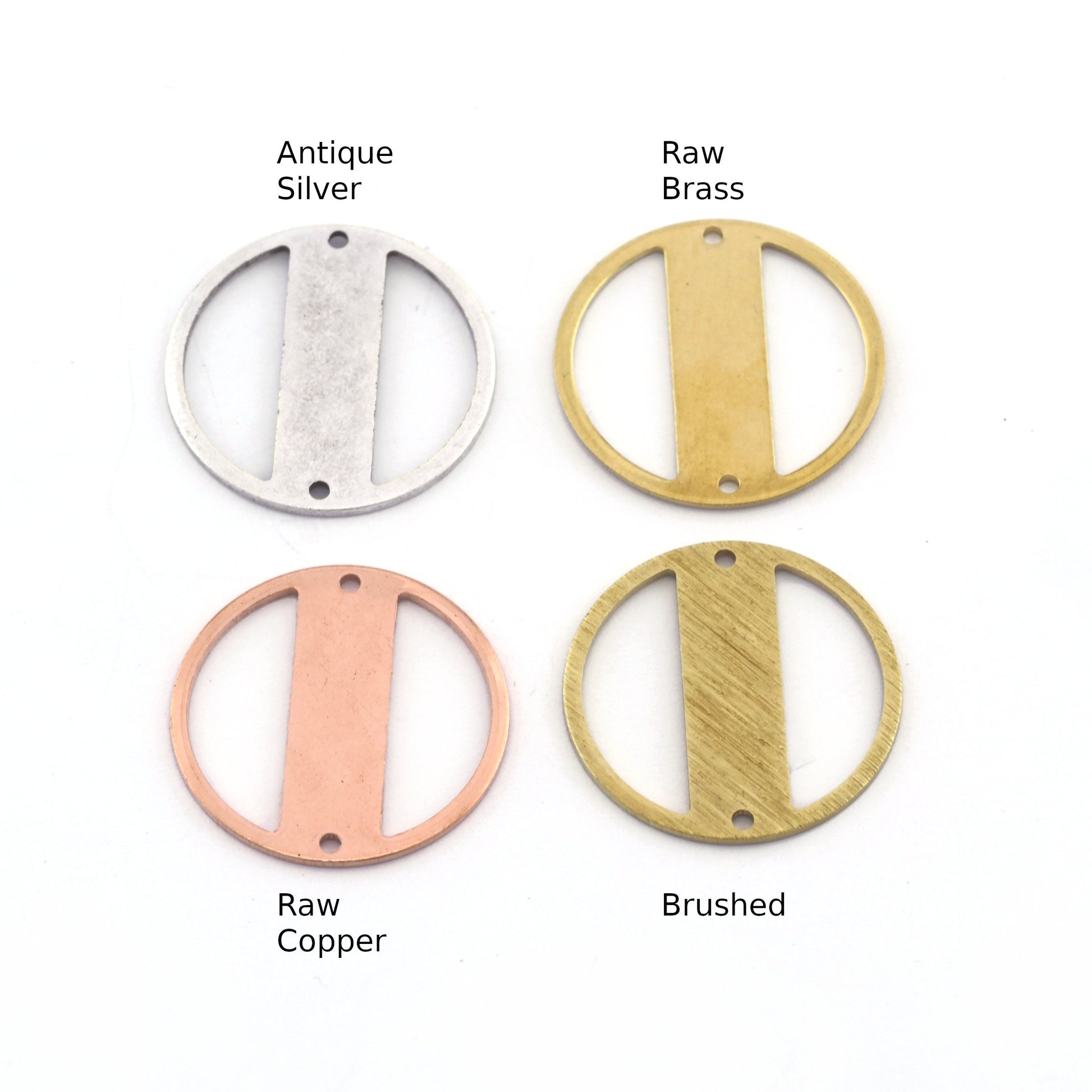 Round Connector Spacer Charms 22mm Antique silver - Copper - raw brass - brushed brass 2 holes connector charms findings 4476
