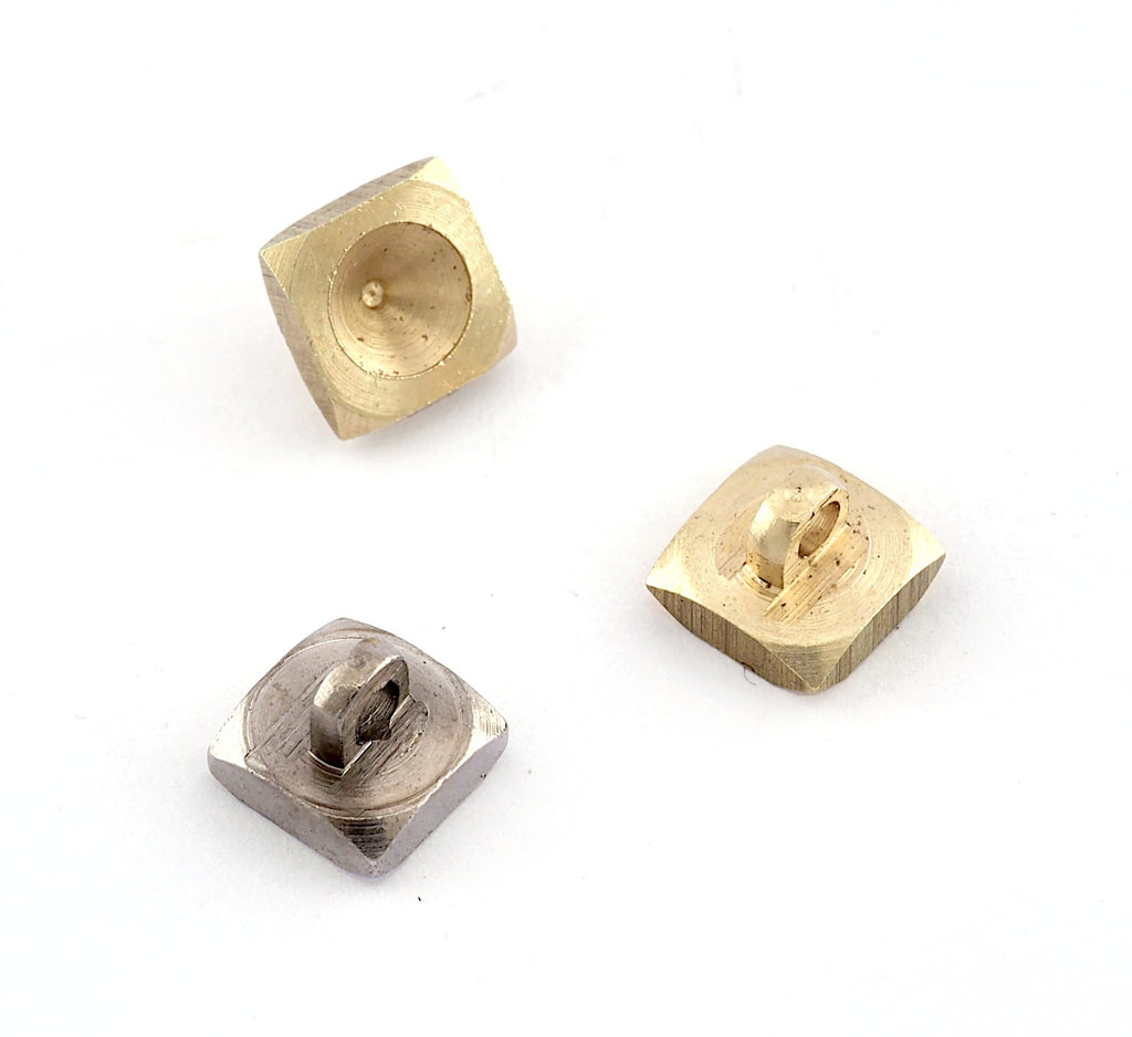 Square button End Caps, Loop Caps Raw Brass, Nickel Plated Brass 8x8mm (5mm inside setting diameter ) O36-08