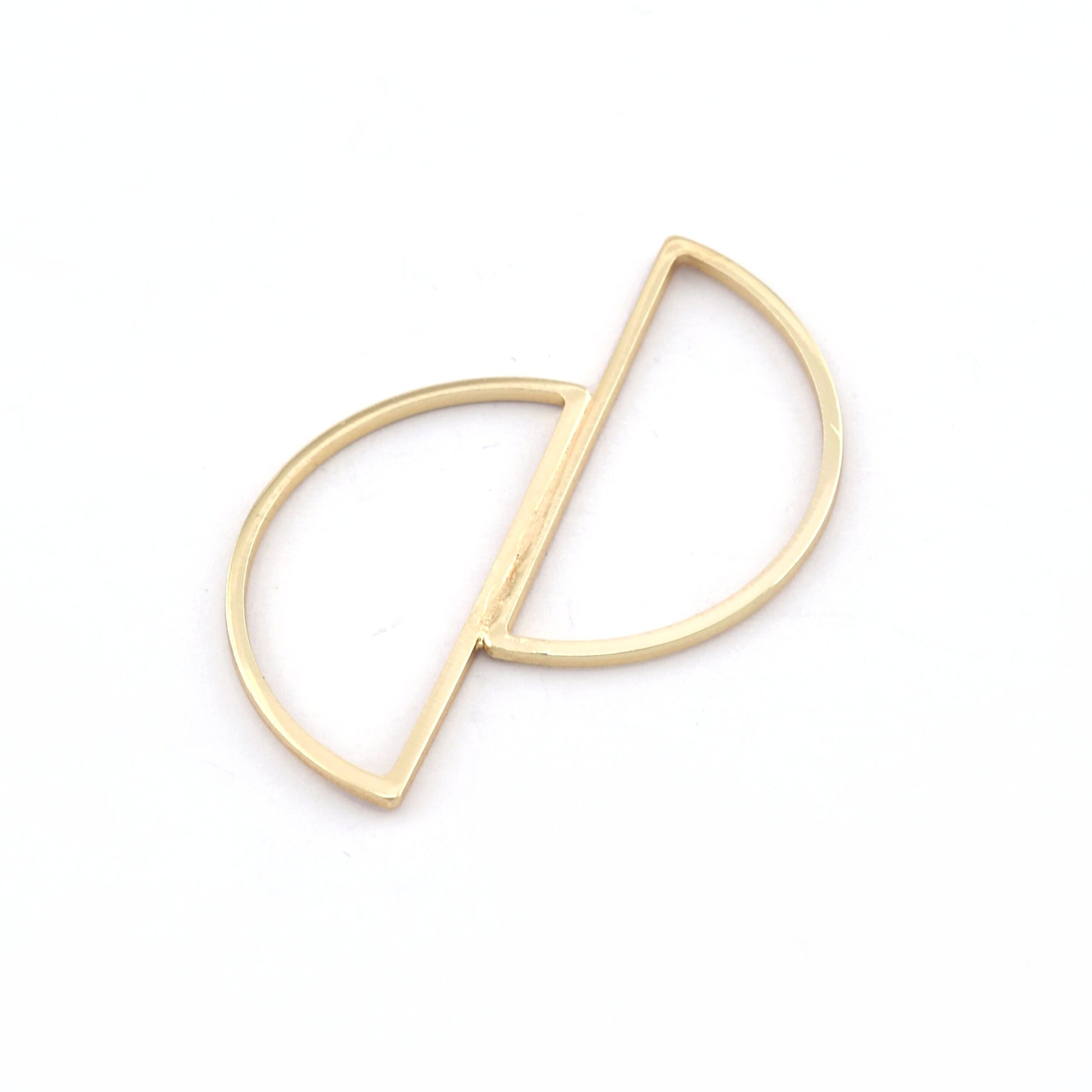 Split moon frame Shiny gold plated brass findings connector 39x29mm 1763