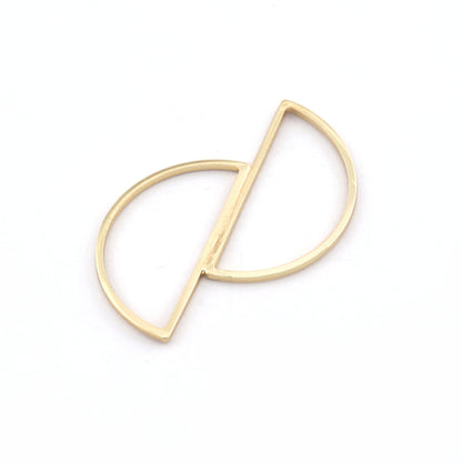 Split moon frame Shiny gold plated brass findings connector 39x29mm 1763