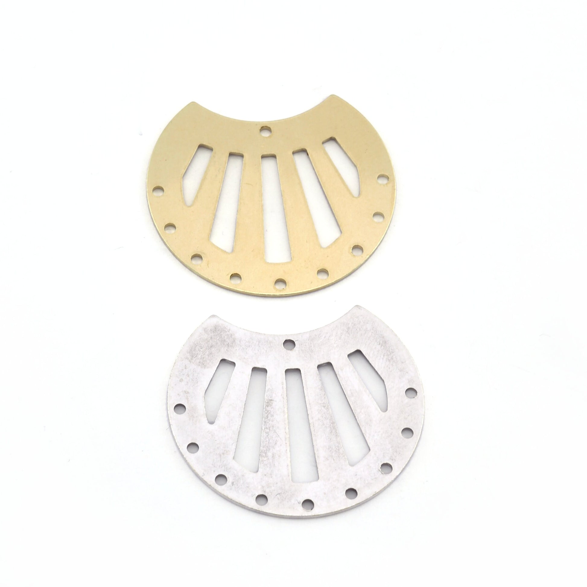 Cut Circle Charms Connector ,raw brass , antique silver 32x35mm 10 hole charms , findings earring parts oz2997-435