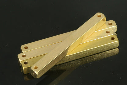 Raw brass bar connector square stamping 5x60mm 3/16"x2,36" 2 hole square rod(2mm 5/64" 12 gauge hole ) sbl560-1094W