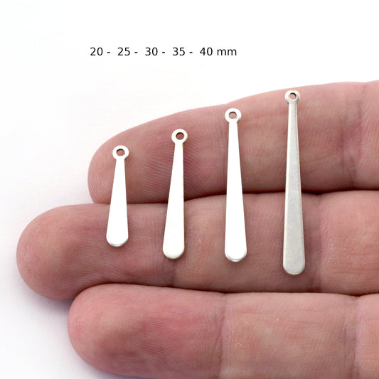 Long Drop Charms, Rod Stick Earring Charms, Antique Silver Plated Brass Charms, 0.8mm thickness OZ3252