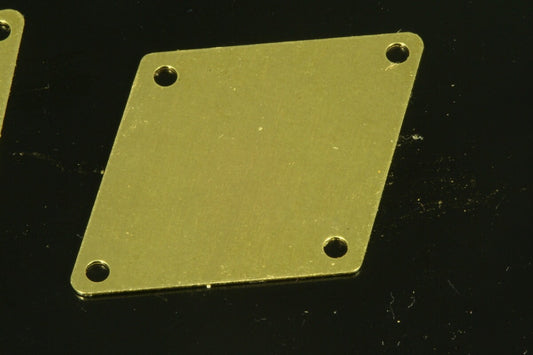 Raw brass equilateral quadrangle shape, 25x33mm, 4 loop charms , 14RF-150