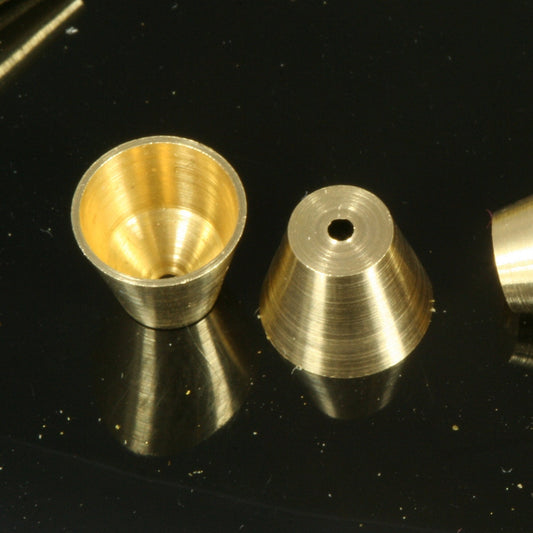 Raw brass cone end caps 6x7 mm (hole 1 mm 6 mm) ENC6