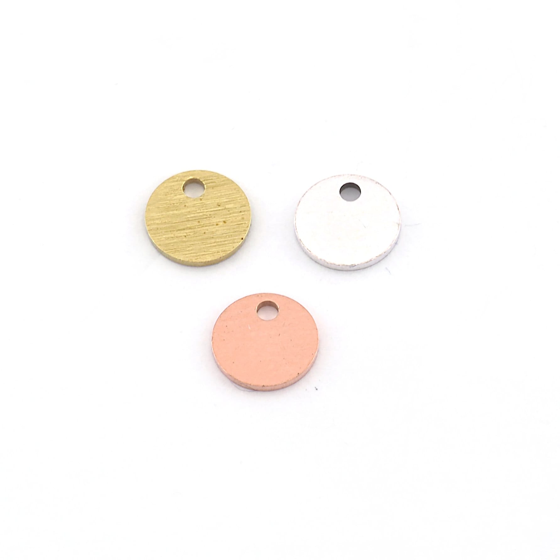 Coin Round Disc 8mm Stamping blank tag shape Raw copper - Brushed - Antique Silver OZ3033-35