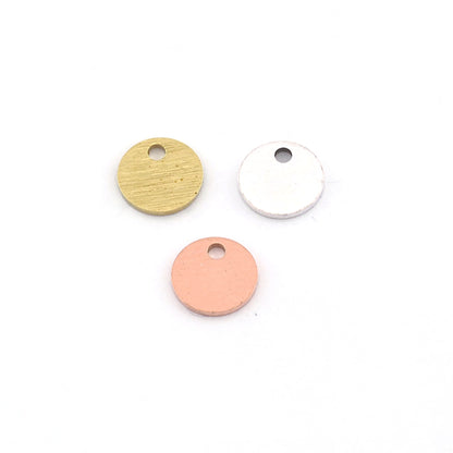 Coin Round Disc 8mm Stamping blank tag shape Raw copper - Brushed - Antique Silver OZ3033-35