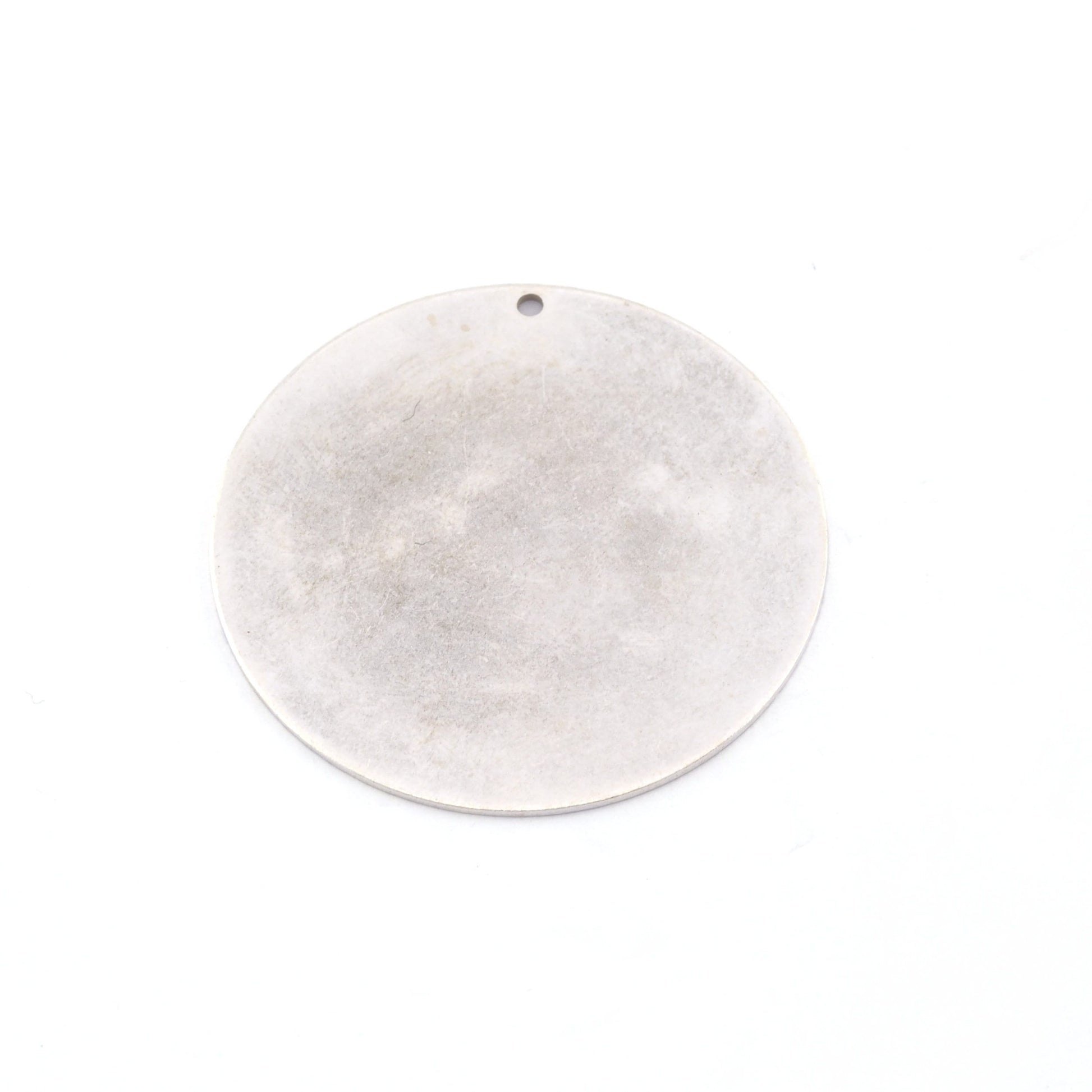 Round Circle Disc Tag Stamping Charms Antique Silver Plated Brass 40mm 1 hole Findings S20