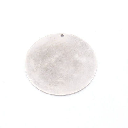 Round Circle Disc Tag Stamping Charms Antique Silver Plated Brass 40mm 1 hole Findings S20