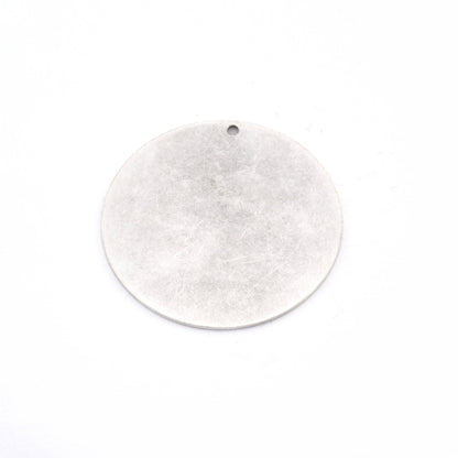 Round Circle Disc Tag Stamping Charms Antique Silver Plated Brass 35mm 1 hole Findings S26