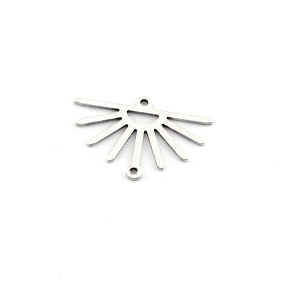 Sun Charms Connector, Earring charms 25x17.5mm 2 hole Antique Silver Plated Brass findings 210-72