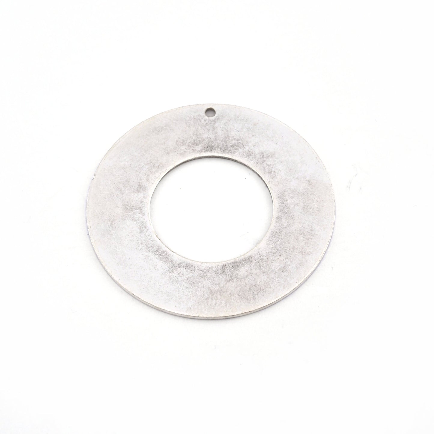 Round Circle Disc 40mm Tag Stamping Charms Antique Silver Plated Brass 1 hole Findings S36