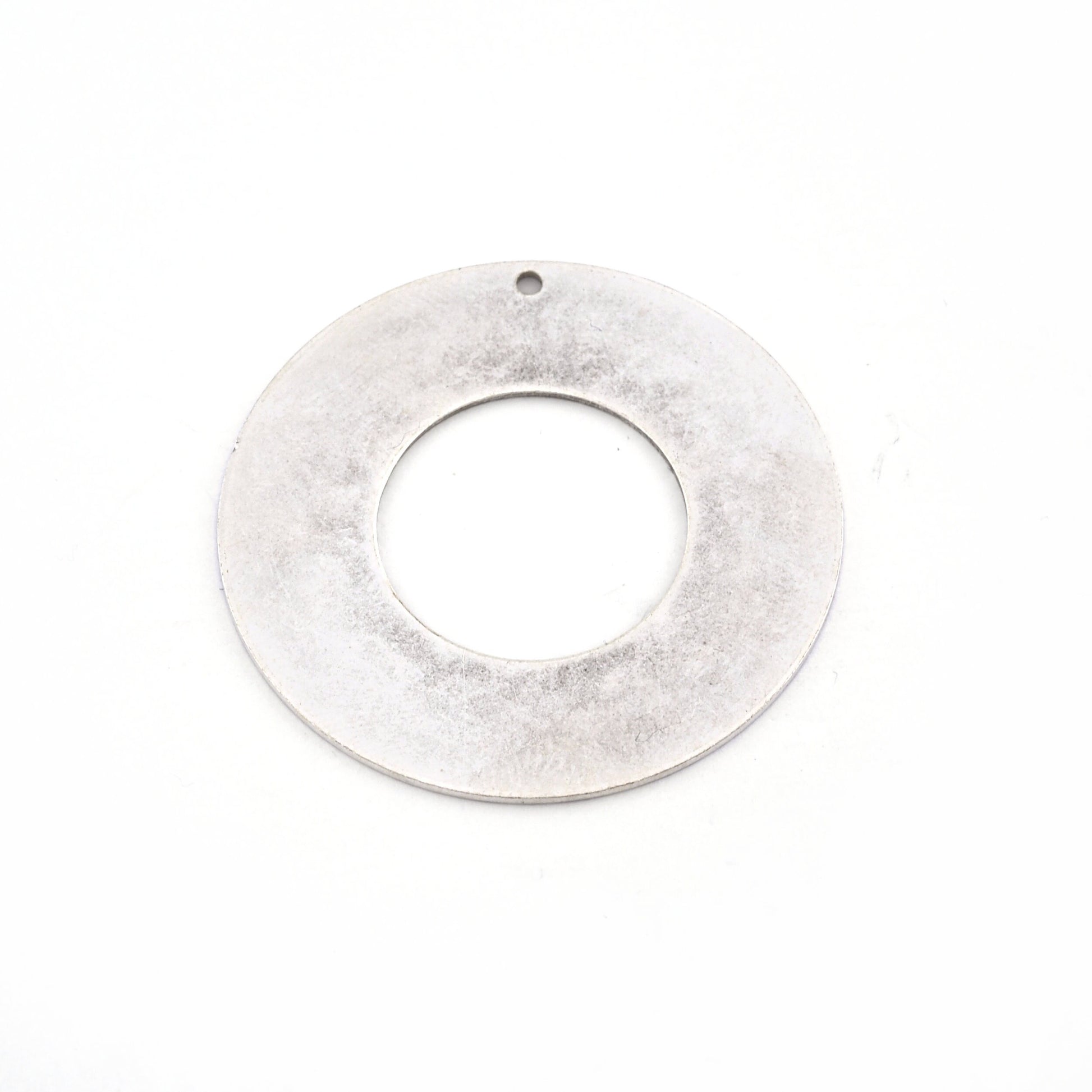 Round Circle Disc 40mm Tag Stamping Charms Antique Silver Plated Brass 1 hole Findings S36
