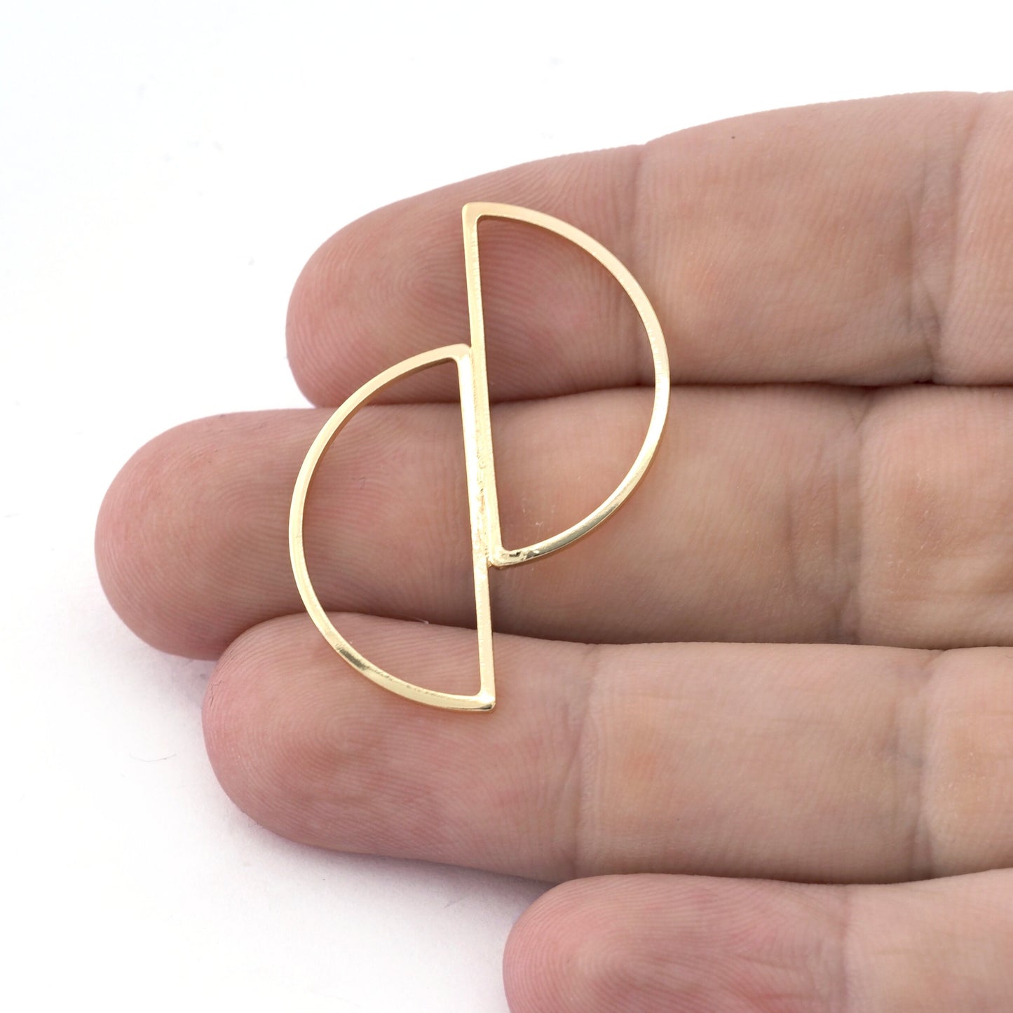 Split moon frame Shiny gold plated brass findings connector 39x29mm 1763