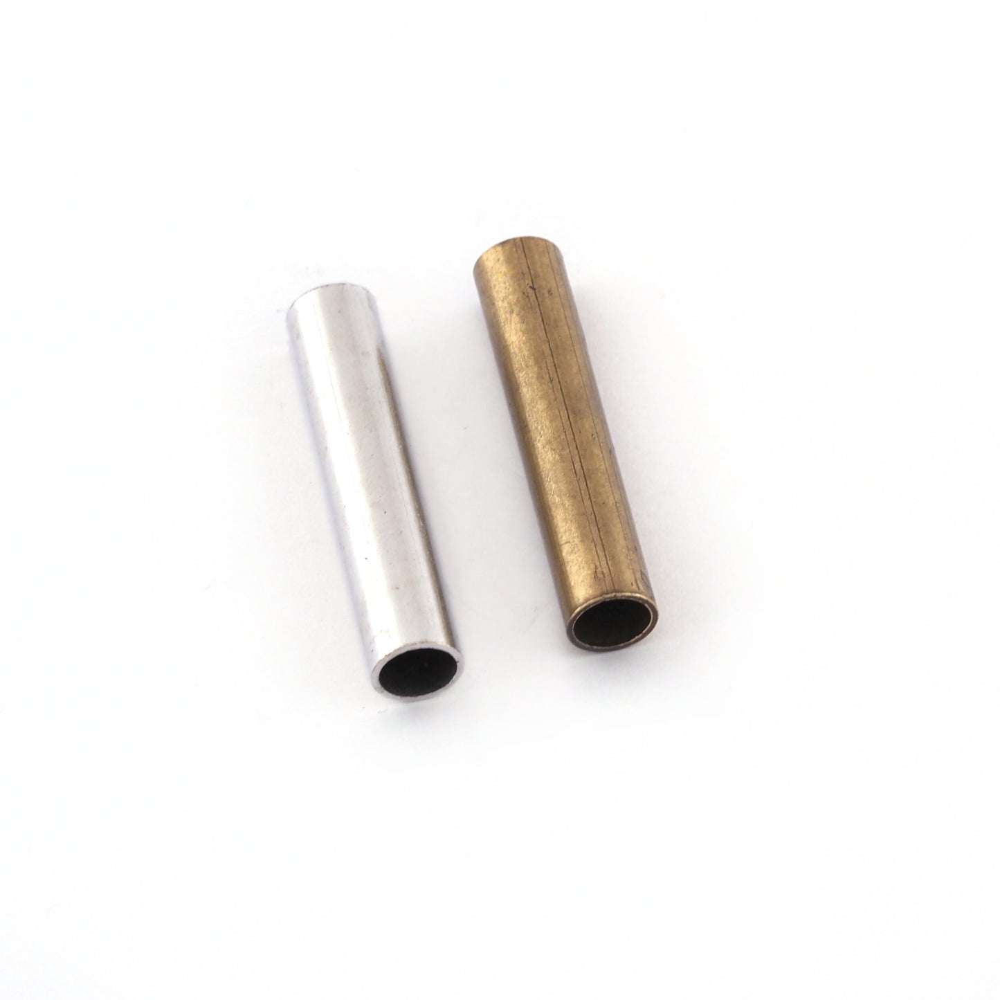 Round Tube Raw brass, Antique Silver plated 30x6mm (hole 5mm ) spacer bead ttt630 1637