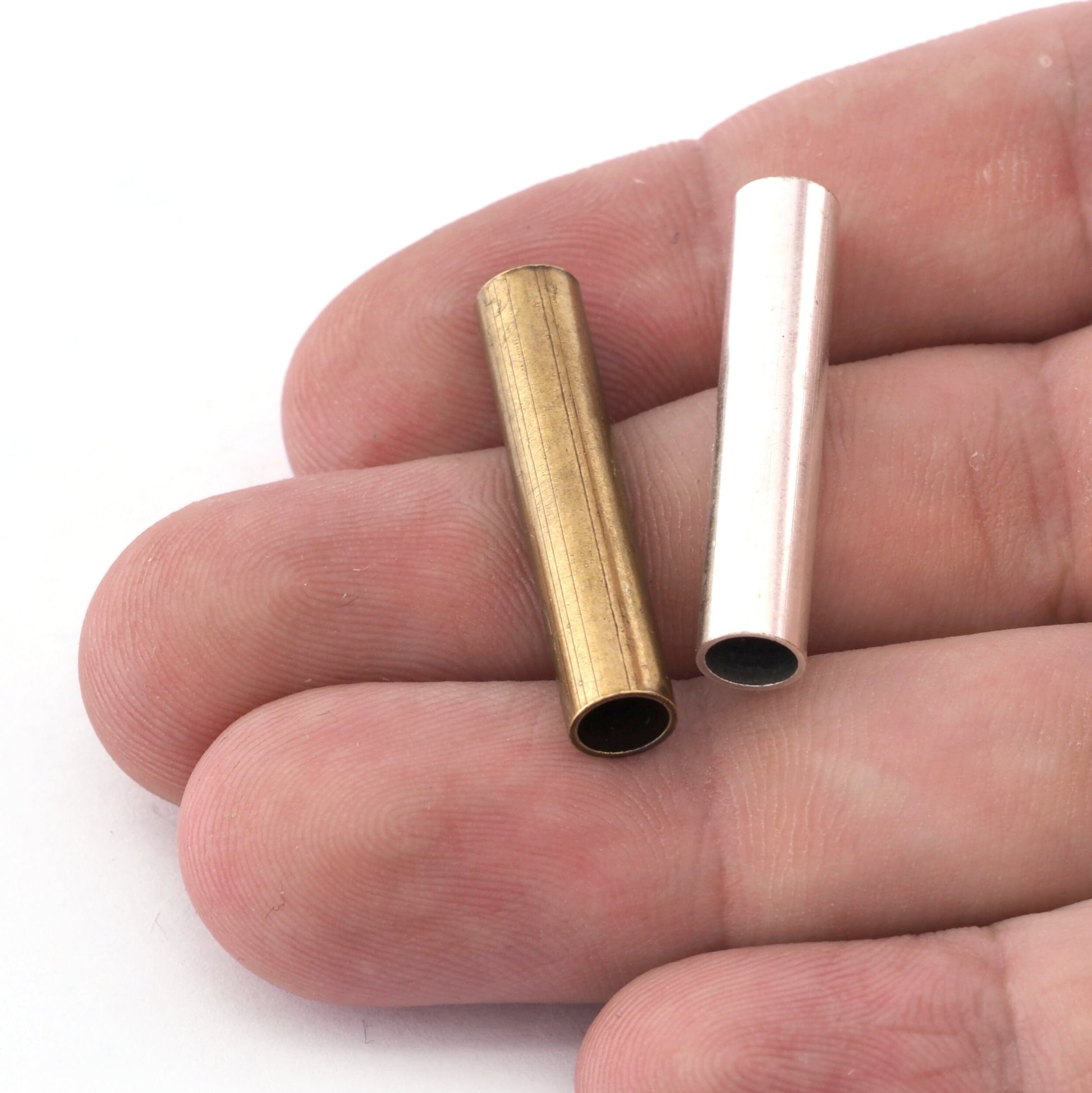 Round Tube Raw brass, Antique Silver plated 30x6mm (hole 5mm ) spacer bead ttt630 1637