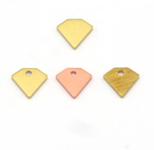 Diamond charms (Raw Brass, Brushed, Raw Copper) 8mm (0.8mm thickness) 1 hole tag 2241