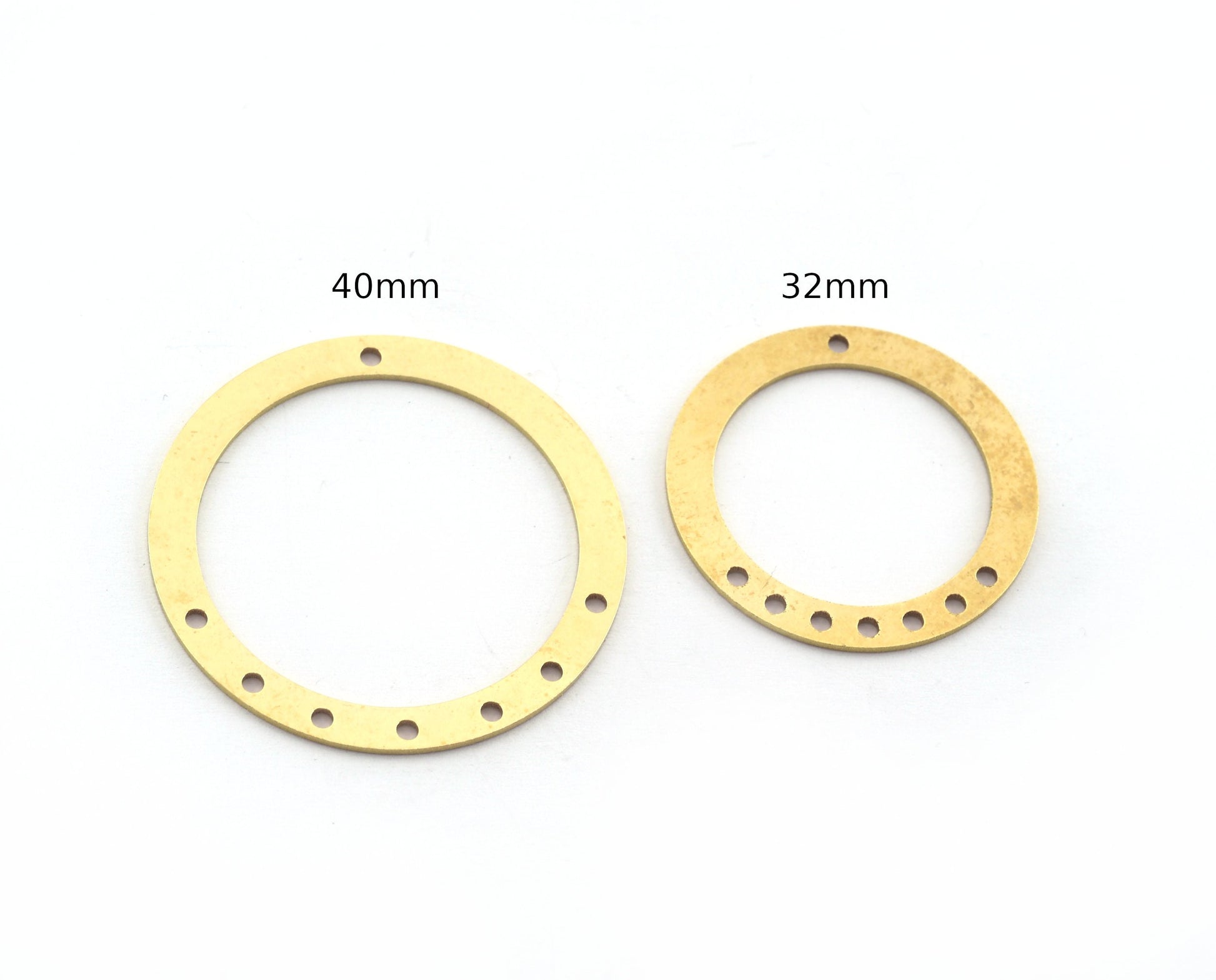 Round Connector Charms, Dangle Charms Hoop Earring Parts, Tag Raw Brass 32mm or 40mm (0.8mm thickness) 8 hole ,Findings 5000