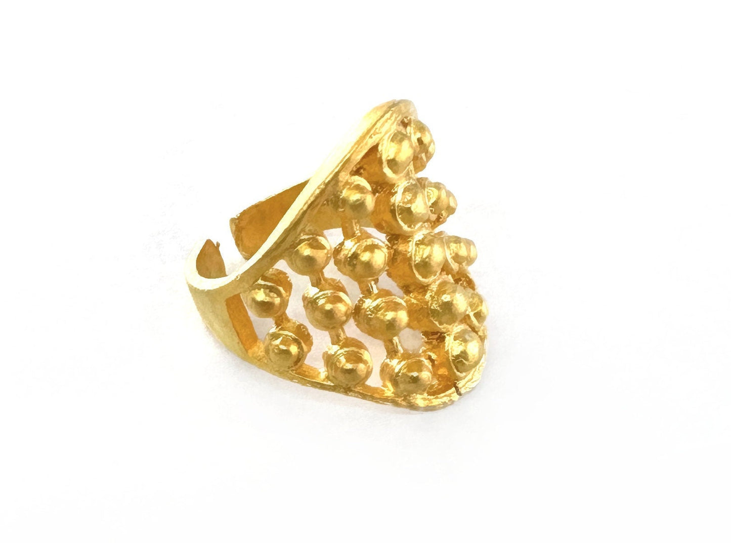 Dotted Ring Adjustable Matte Gold Plated Brass 23mm (19mm 9US inner size) OZ3343