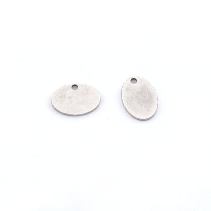 Oval stamping blank, tag connector charms, pendant Antique Silver Plated Brass 14x10mm 1 hole 5520