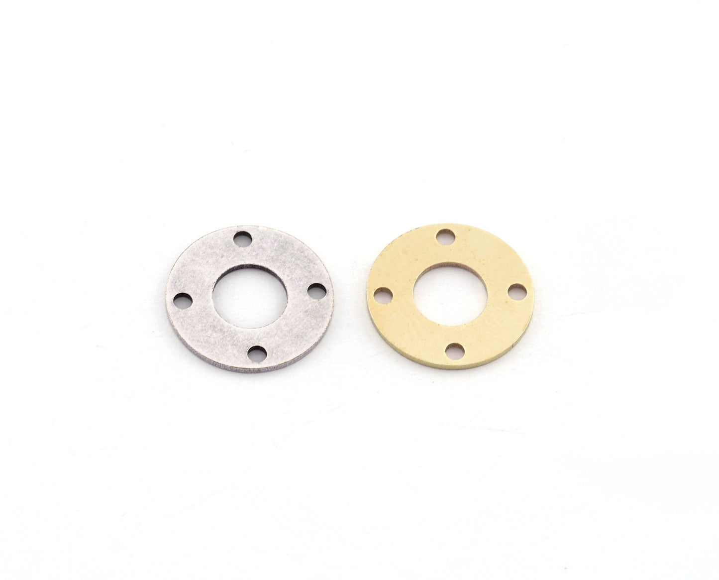 Round Connector, Disc spacer , Earring charms , Multi Hole, Raw brass, Antique silver plated 16mm 5524-03