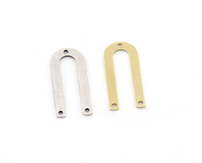 Multi hole connector, Magnet shape, Earring Charms Findings, 30x13x0.8mm Raw brass, Antique Silver Plated findings scs 5527