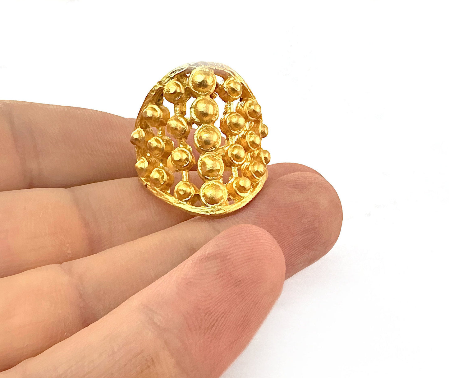 Dotted Ring Adjustable Matte Gold Plated Brass 23mm (19mm 9US inner size) OZ3343